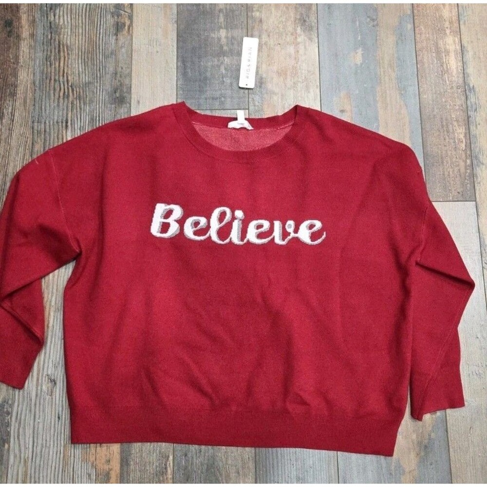 Believe Red Woman’s Christmas Sweater Rio & Rian NWT New Size 3X Holiday B10
